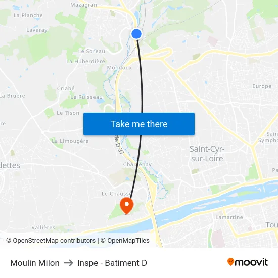 Moulin Milon to Inspe - Batiment D map