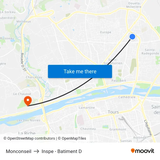 Monconseil to Inspe - Batiment D map
