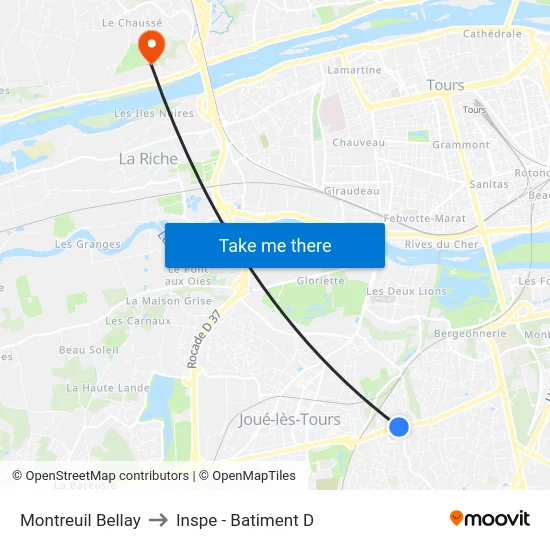 Montreuil Bellay to Inspe - Batiment D map