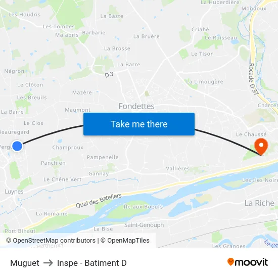 Muguet to Inspe - Batiment D map