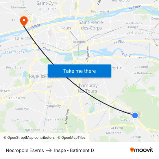 Nécropole Esvres to Inspe - Batiment D map