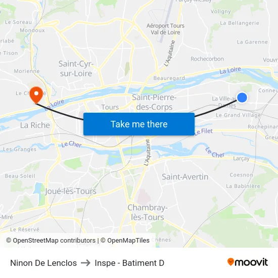 Ninon De Lenclos to Inspe - Batiment D map