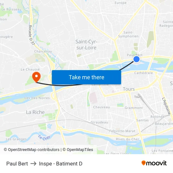 Paul Bert to Inspe - Batiment D map