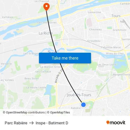 Parc Rabière to Inspe - Batiment D map