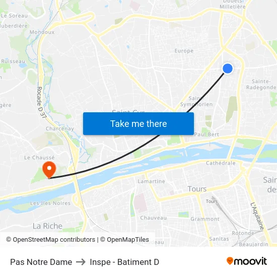 Pas Notre Dame to Inspe - Batiment D map