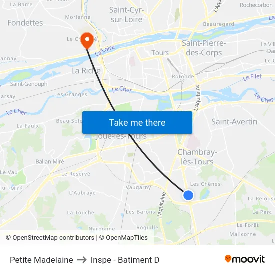 Petite Madelaine to Inspe - Batiment D map