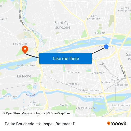 Petite Boucherie to Inspe - Batiment D map