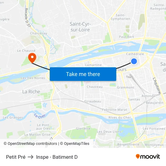 Petit Pré to Inspe - Batiment D map