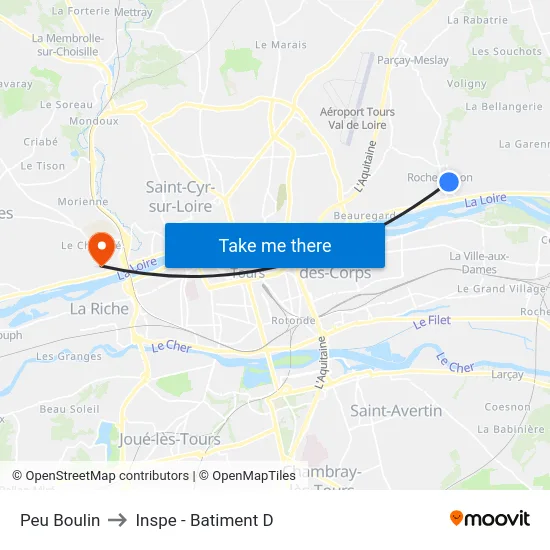 Peu Boulin to Inspe - Batiment D map