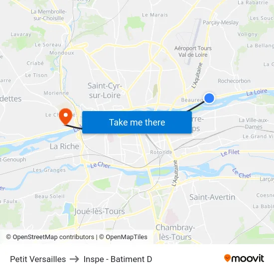 Petit Versailles to Inspe - Batiment D map