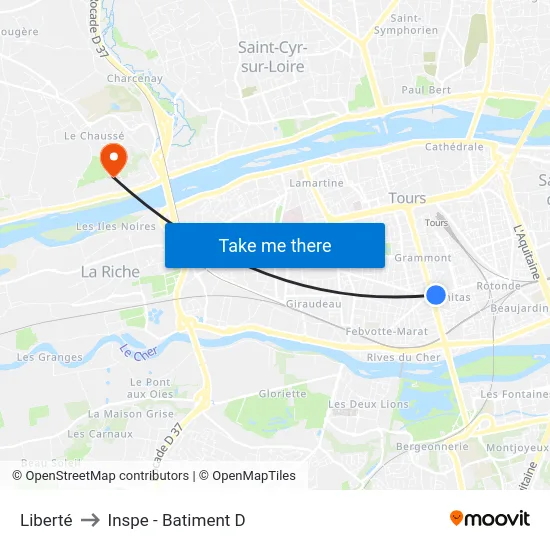Liberté to Inspe - Batiment D map