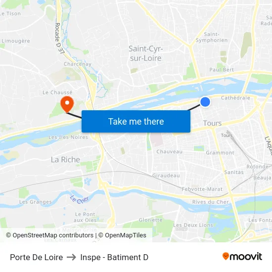 Porte De Loire to Inspe - Batiment D map