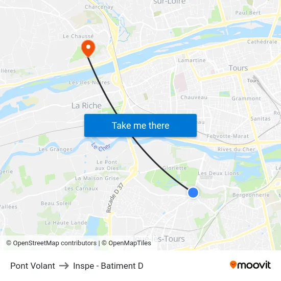 Pont Volant to Inspe - Batiment D map