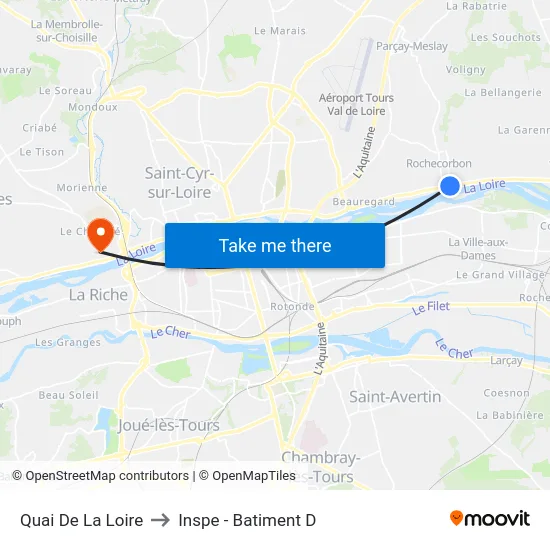 Quai De La Loire to Inspe - Batiment D map