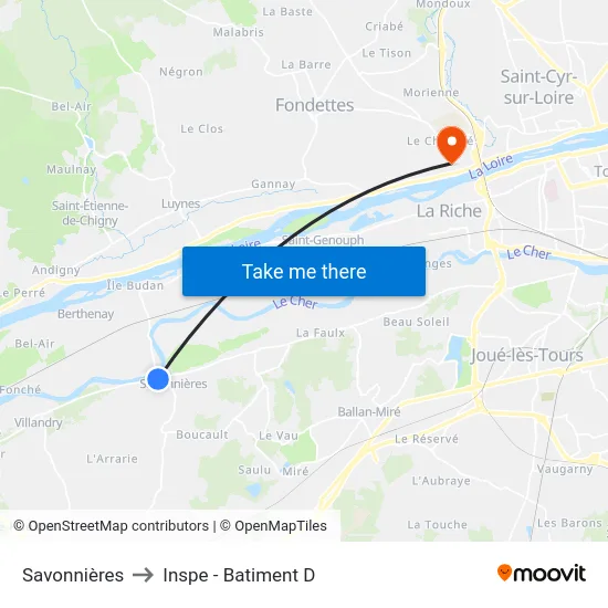 Savonnières to Inspe - Batiment D map