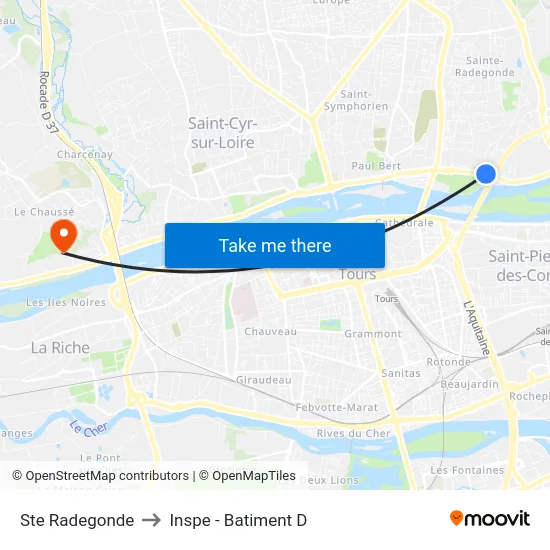 Ste Radegonde to Inspe - Batiment D map