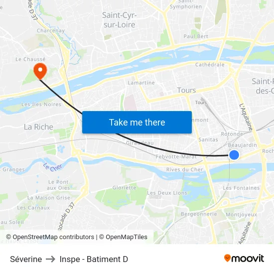 Séverine to Inspe - Batiment D map