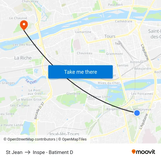 St Jean to Inspe - Batiment D map