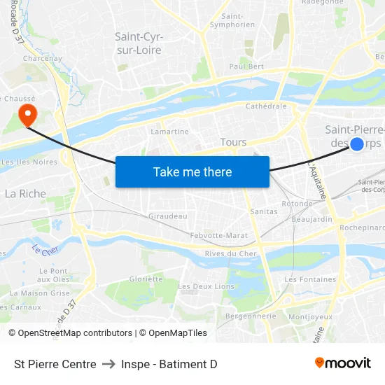 St Pierre Centre to Inspe - Batiment D map