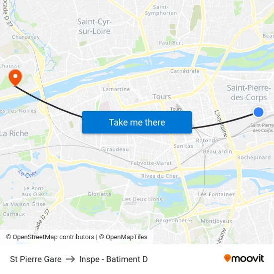 St Pierre Gare to Inspe - Batiment D map