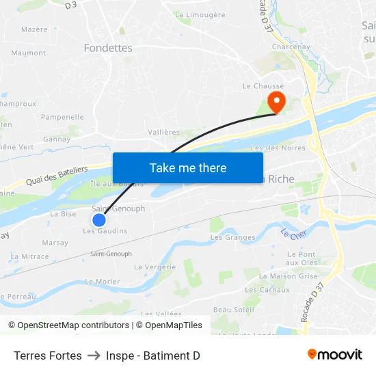 Terres Fortes to Inspe - Batiment D map