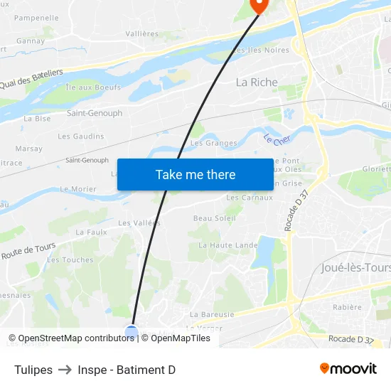 Tulipes to Inspe - Batiment D map