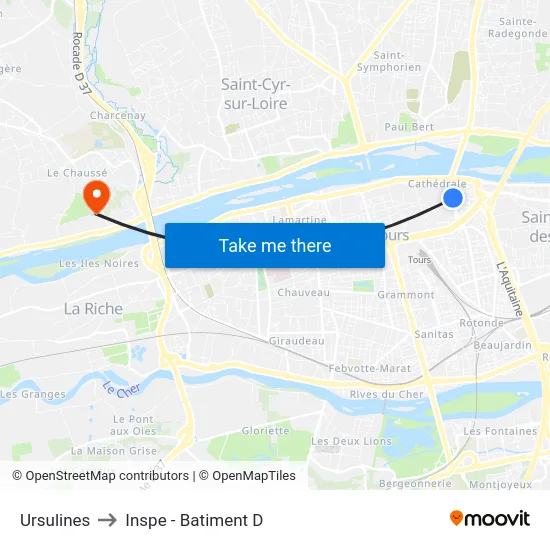 Ursulines to Inspe - Batiment D map