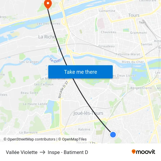 Vallée Violette to Inspe - Batiment D map