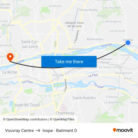 Vouvray Centre to Inspe - Batiment D map