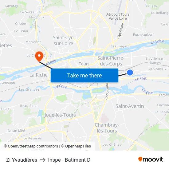 Zi Yvaudières to Inspe - Batiment D map