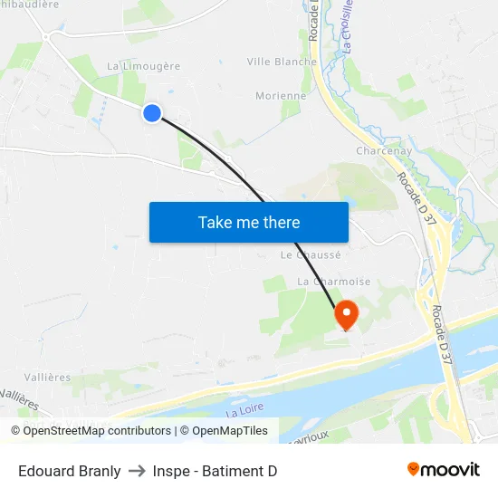 Edouard Branly to Inspe - Batiment D map