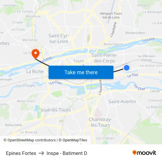 Epines Fortes to Inspe - Batiment D map