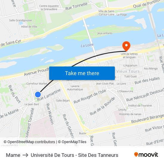 Mame to Université De Tours - Site Des Tanneurs map