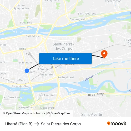 Liberté (Plan B) to Saint Pierre des Corps map