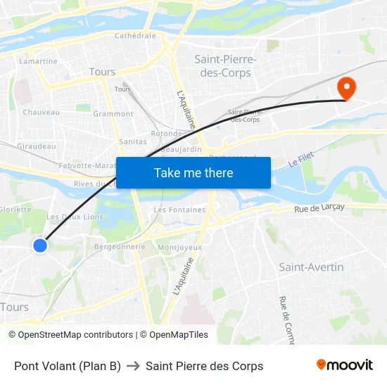 Pont Volant (Plan B) to Saint Pierre des Corps map