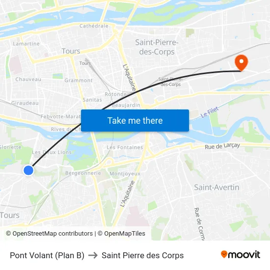 Pont Volant (Plan B) to Saint Pierre des Corps map