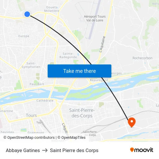 Abbaye Gatines to Saint Pierre des Corps map