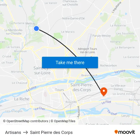 Artisans to Saint Pierre des Corps map