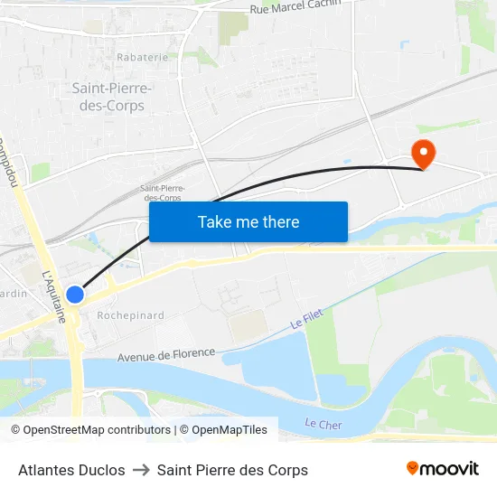 Atlantes Duclos to Saint Pierre des Corps map