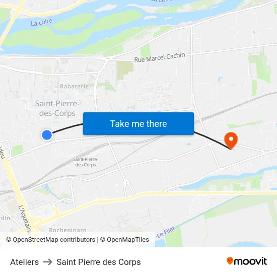 Ateliers to Saint Pierre des Corps map