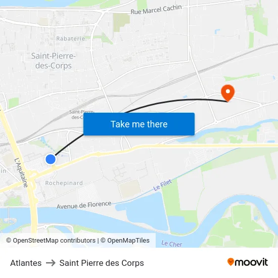 Atlantes to Saint Pierre des Corps map