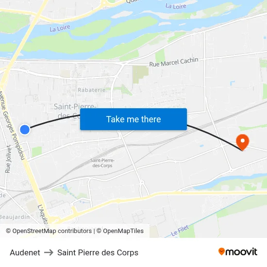 Audenet to Saint Pierre des Corps map