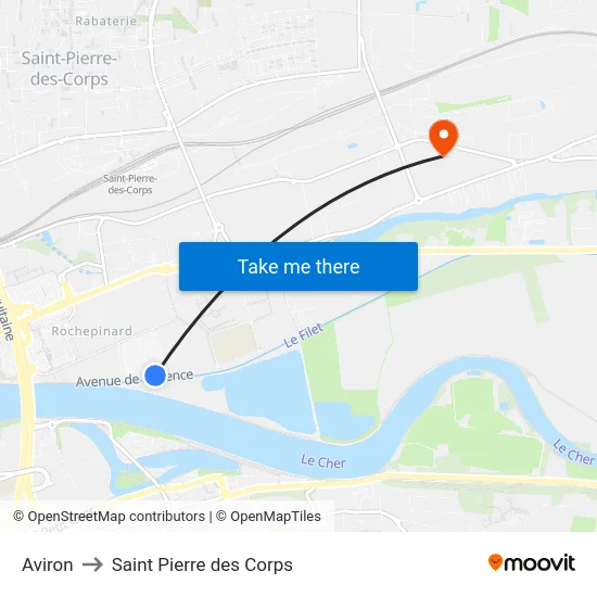 Aviron to Saint Pierre des Corps map