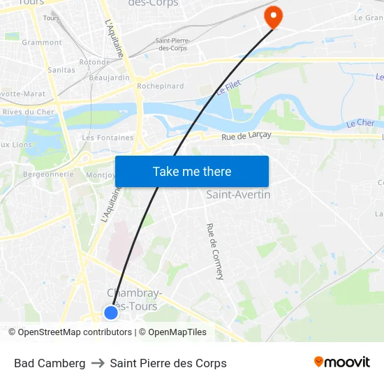 Bad Camberg to Saint Pierre des Corps map