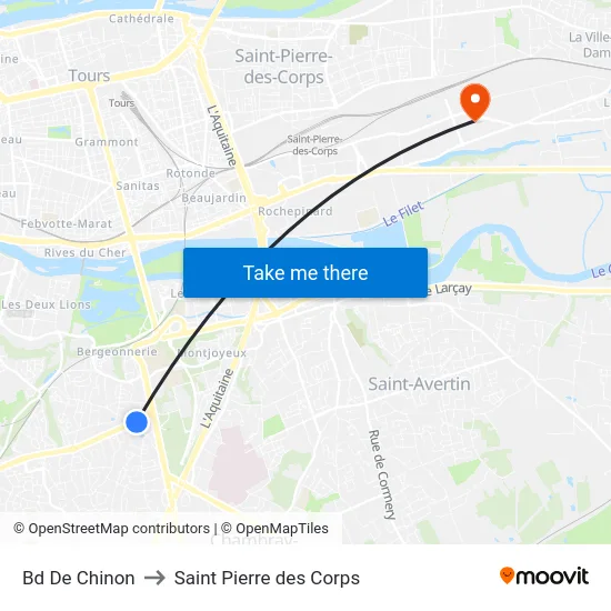 Bd De Chinon to Saint Pierre des Corps map