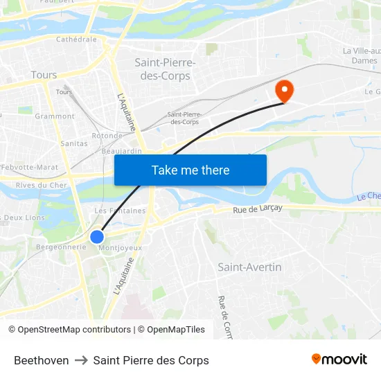 Beethoven to Saint Pierre des Corps map