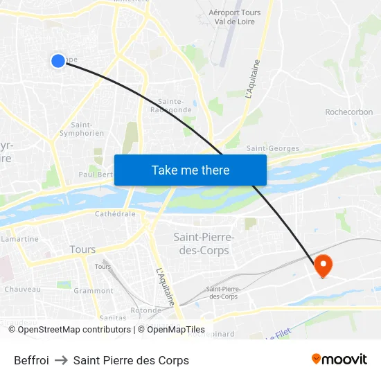 Beffroi to Saint Pierre des Corps map