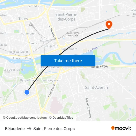 Béjauderie to Saint Pierre des Corps map