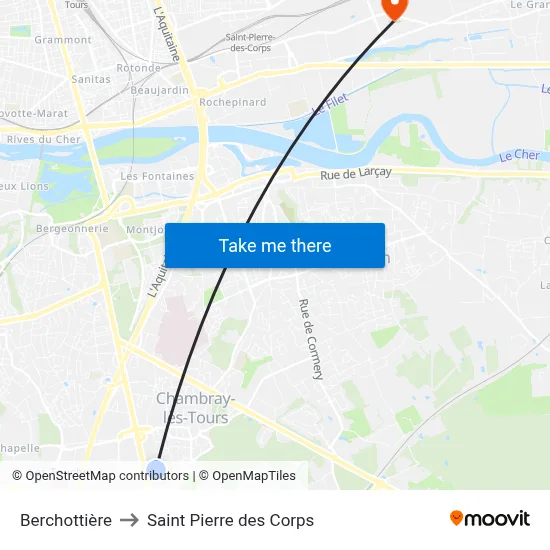 Berchottière to Saint Pierre des Corps map