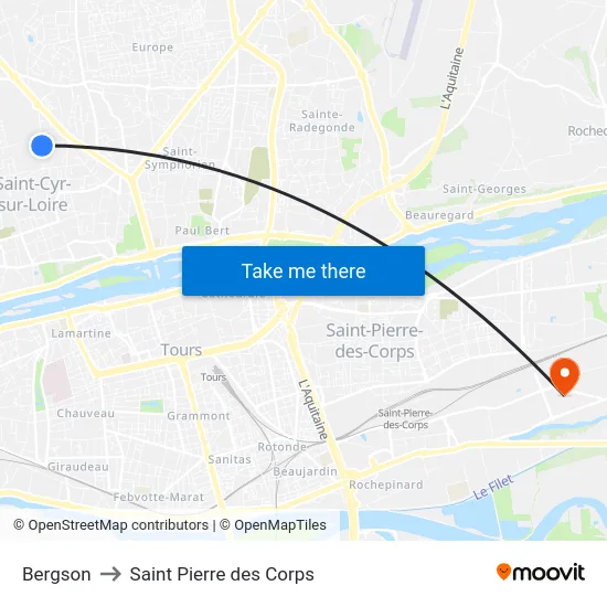 Bergson to Saint Pierre des Corps map